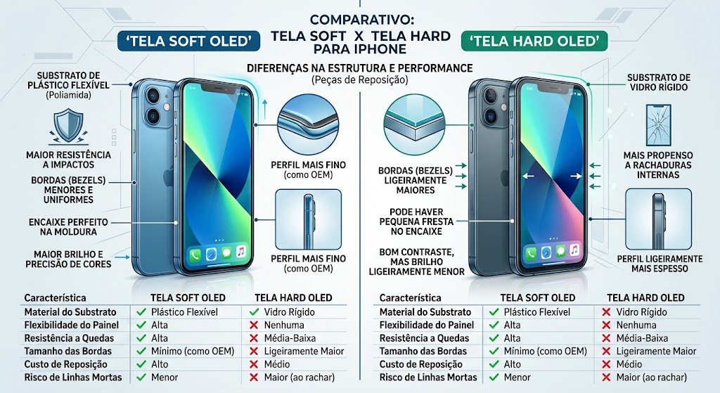 Tela Hard OLED vs Soft OLED para iPhone: Qual a Melhor Escolha?